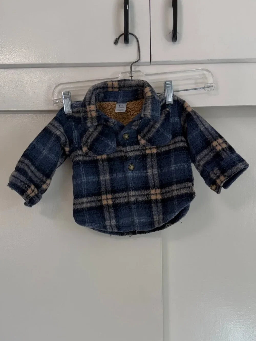 Carter's Baby Plaid Sherpa-Lined Shacket in Navy